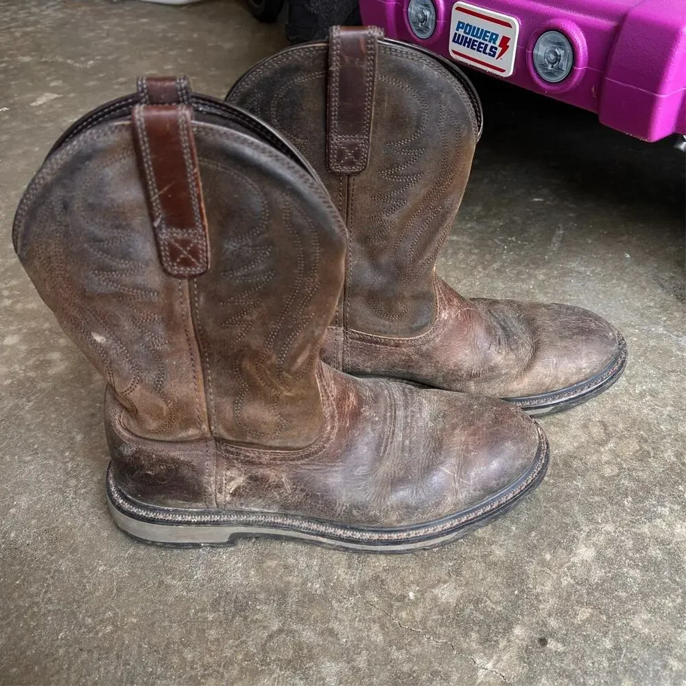 Ariat Groundbreaker Men's Western Work Boot Brown Size 9D Soft Toe *Distressed*